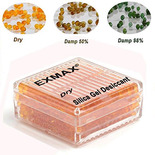 exmax® Funcional reutilizable Gel de sílice desecante (2 Pack) humedad humedad Absorber Box secador cámara telescopios microscopios (naranja)