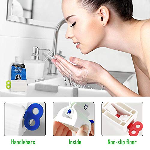 Exprimidor de Pasta de Dientes Rodante,3 Piezas Dispensador de Pasta de Dientes Exprimidor de Tubos para baño(Rojo/Verde/Azul)