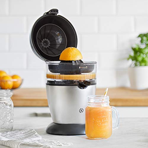 Exprimidor de zumo completamente automatico | Exprimidor Electrico de naranjas, Limones, Cítricos | 400 ml | Acero Inoxidable | + Receta Gratis (PDF)