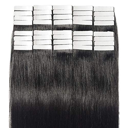 Extensiones Adhesivas de Cabello Natural 100% Remy humano extensiones de pelo 40 piezas - 80g (30cm,#01 Negro)