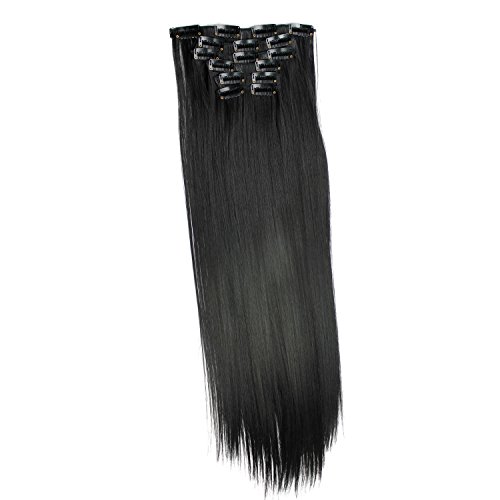 Extensiones de Cabello Look Natural Clip Pelo Humano Sintético Remy Doble Weft - 6 Piezas 16 Clips