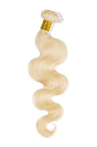 Extensiones de Cabello Natural Cortina Pelo Natural Humano Brasileño Virgen 100% Remy Blonde Human Hair Bundles Rizado Ondulado 14"(35cm,100g,#613 Blanqueador Rubio)