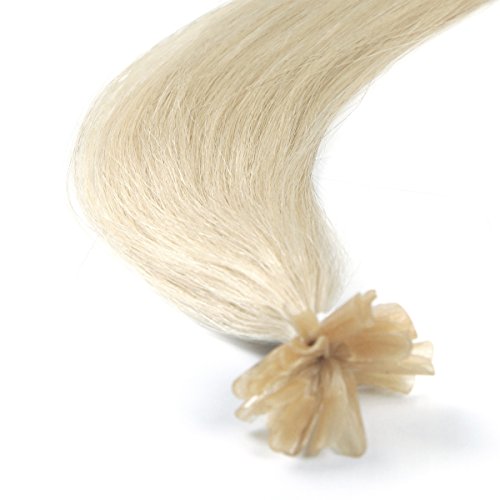Extensiones de pelo adhesivas – tips de uñas– # 60 rubio platino 100% cabello humano Remy, grado AAA-0,6 g x 25 mechones