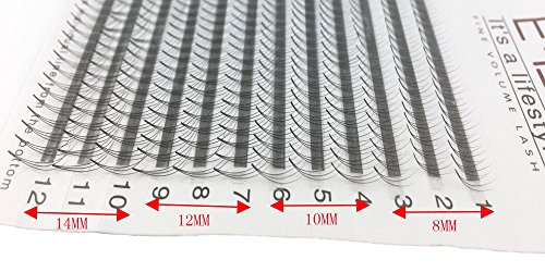 Extensiones de pestañas 3d W pestañas postizas individuales aumentan el volumen 0,15 C Rizadas 8 a 14 mezcladas / 12/14 mm 3 bandejas