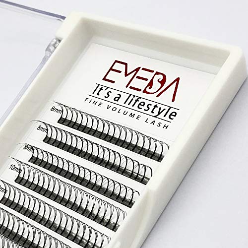 Extensiones de pestañas de volumen 3D D Curl 0.10 Bandeja de mezcla 8mm 10mm 12mm 14mm .10 Extensiones de pestañas 3D Bandejas mixtas Fan prefabricado Pestañas de racimo ruso por EMEDA