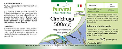 Extracto de Cimicífuga 500mg - Cimicifuga racemosa - Dosis elevada - VEGANO - 120 Cápsulas - Calidad Alemana