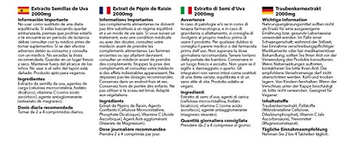 Extracto semillas de uva 2000mg - ¡Bote para 6 meses! - Apto para veganos - 360 Comprimidos - SimplySupplements