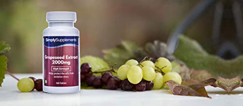 Extracto semillas de uva 2000mg - ¡Bote para 6 meses! - Apto para veganos - 360 Comprimidos - SimplySupplements