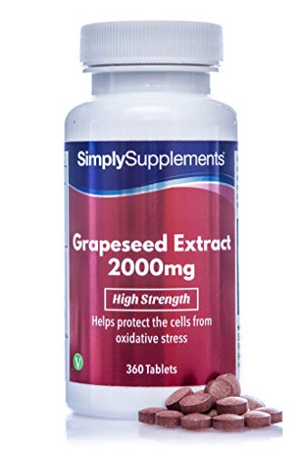 Extracto semillas de uva 2000mg - ¡Bote para 6 meses! - Apto para veganos - 360 Comprimidos - SimplySupplements