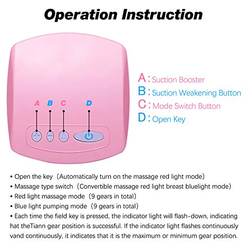 Extractor de leche eléctrico, Extractor de leche individual sin dolor de grado hospitalario, Recargable 2 modos 9 niveles de succión fuertes, excelente modo de masaje(Pink)