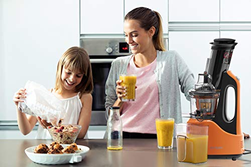 Extractor de zumo OURSSON Licuadora Prensado en Frio Licuadoras para verduras y frutas | Máquina de Jugo | Slow Juicer | Función Inversa | Motor Silencioso | Cepillo limpieza | Taza de jugo | Sin BPA