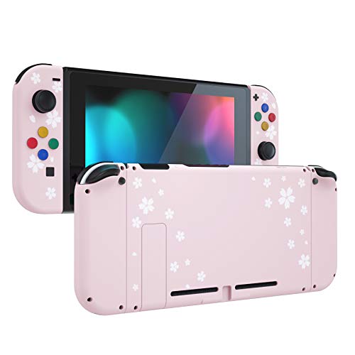 eXtremeRate Carcasa para Nintendo Switch Funda Completa con Coloridos Botones para Consola Joy-Cons de Nintendo Switch Respuestos Protector Cubierta Shell de Bricolaje reemplazable(Pétalos de Sakura)