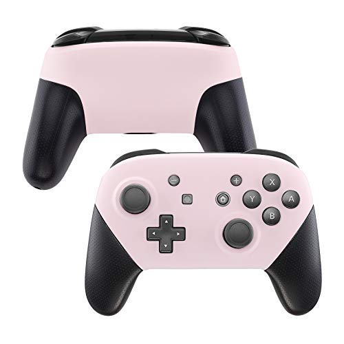 eXtremeRate Carcasa para Nintendo Switch Pro Funda Delantera Placa Trasera Cubierta de Tacto Suave DIY Shell de reemplazo Case para Nintendo Switch Pro-Controlador NO Incluido (Sakura Rosa)