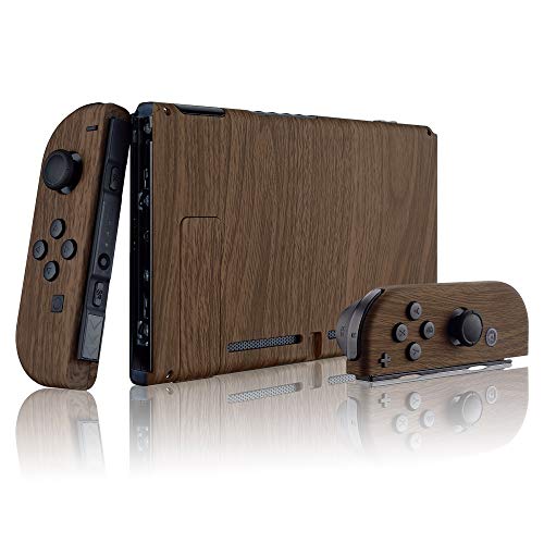 eXtremeRate Carcasa para Nintendo Switch,Funda Completa para Mando Controlador Consola Joy-con de Nintendo Switch Shell de Bricolaje reemplazable con Botón Completo (Grano de Madera)
