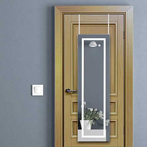 Ezigoo Armario para Joyas LED con Puerta - Espejo Joyero Montado en la Pared