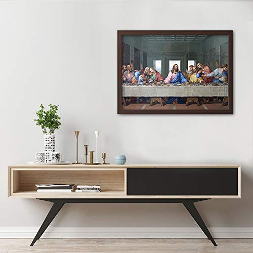 F FEEBY WALL DECOR Cuadro Enmarcado marrón La Última Cena Imagen Jesús Cristo Multi 90x60 cm