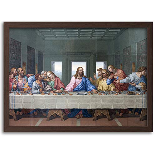 F FEEBY WALL DECOR Cuadro Enmarcado marrón La Última Cena Imagen Jesús Cristo Multi 90x60 cm