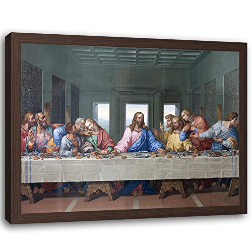 F FEEBY WALL DECOR Cuadro Enmarcado marrón La Última Cena Imagen Jesús Cristo Multi 90x60 cm