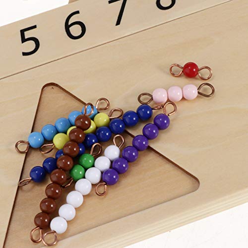 F Fityle Montessori Material Matemáticas - 1-9 Perlas Colgante con Número de Tarjetas Madera de Haya