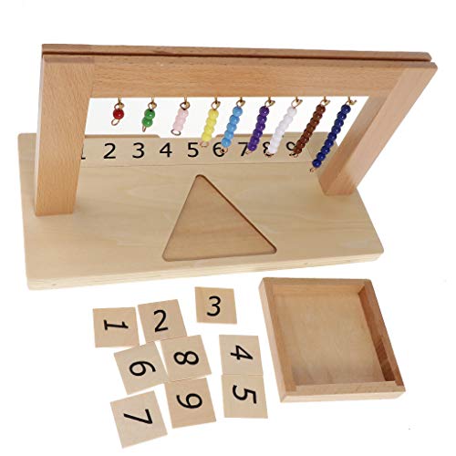 F Fityle Montessori Material Matemáticas - 1-9 Perlas Colgante con Número de Tarjetas Madera de Haya