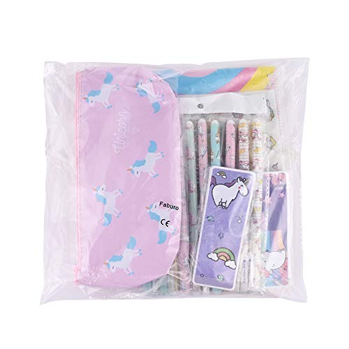 Faburo 40Pz Bolígrafo Regalos de Unicornio para Niñas, Estuche Escolar y Cuadernos de Unicornio y Pegatina de Papelería para el Colegio y La Oficina Regalo de Cumpleaños