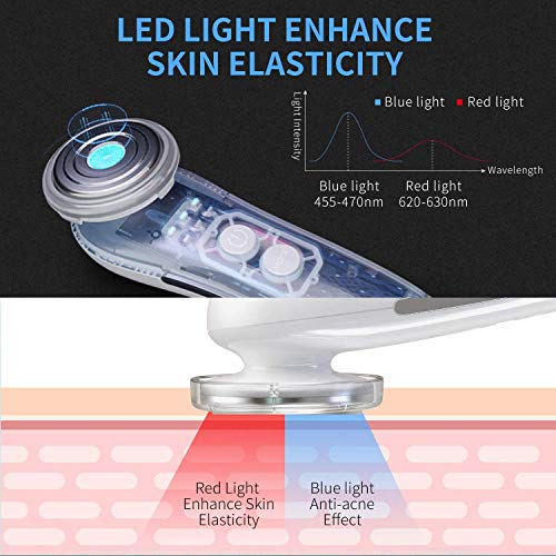Facial Aparato Radiofrecuencia, LANDWIND Masajeador de Belleza Ultrasonido con 3 Modos de Terapia de Luz LED, EMS, Rejuvenecimiento, Antiacné, Limpieza Profunda, Cuidado Facial