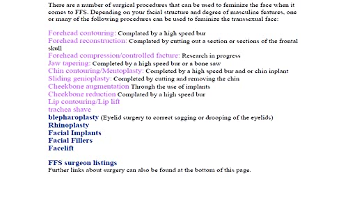 Facial Feminization Surgery FFS Procedures