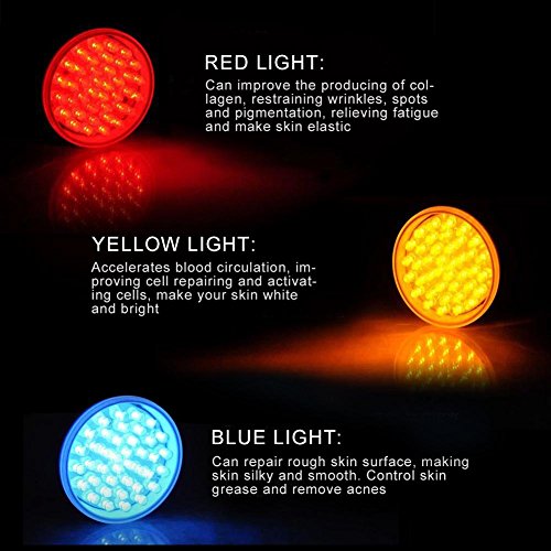 Facial Led Lampara Belleza 3 colores Rejuvenecimiento de la Piel fototerapia Radiofrecuencia Frecuencia para Anti arrugas acné antimanchas Antienvejecimiento Blanqueamiento con 200 led(EU)