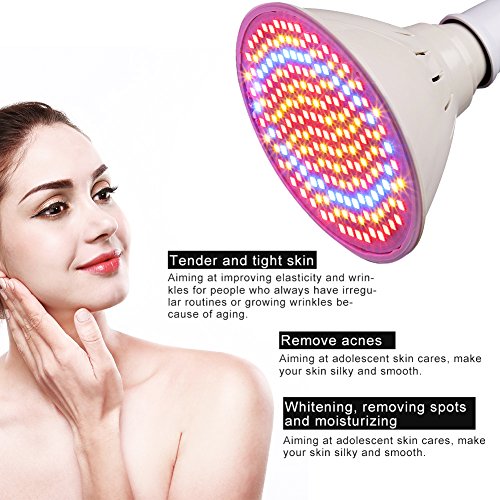 Facial Led Lampara Belleza 3 colores Rejuvenecimiento de la Piel fototerapia Radiofrecuencia Frecuencia para Anti arrugas acné antimanchas Antienvejecimiento Blanqueamiento con 200 led(EU)