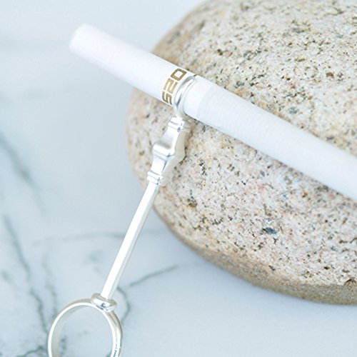 Facibom - Anillo para pipa de fumar retro para dama, soporte para evitar los dedos, color plateado amarillento