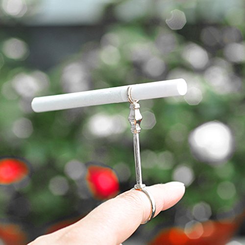 Facibom - Anillo para pipa de fumar retro para dama, soporte para evitar los dedos, color plateado amarillento