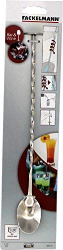 Fackelmann Espiral para Gin Tonic, Conserva Las Burbujas, Cuchara Remover Bebida Combinada, Cucharilla Coctel Larga de Acero Inoxidable, 31x3cm, 1ud, INOX, 31 x 3 cm