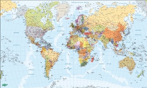 Faibo 203738 - Mapa del Mundo, metálico, 84 x 140 cm