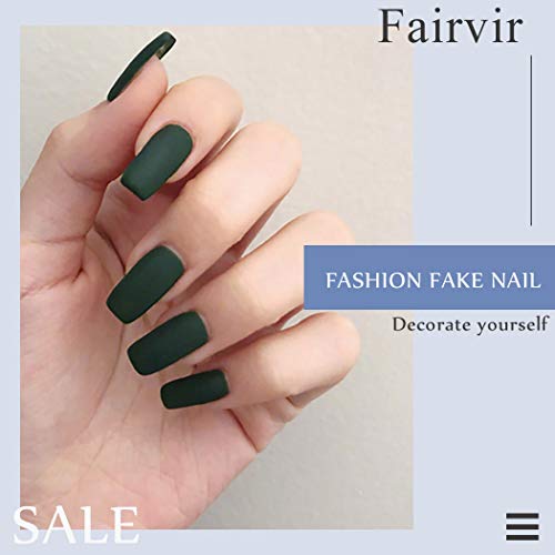 Fairvir Fashion - Uñas postizas para mujer y niña (24 unidades), color rosa