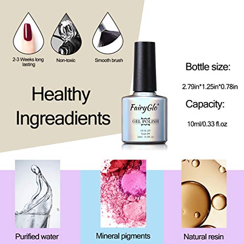Fairyglo 3en 1 Esmaltes Semipermanentes en Gel UV LED, 6pcs Kit de Un paso Esmaltes de Uñas 10ml 001
