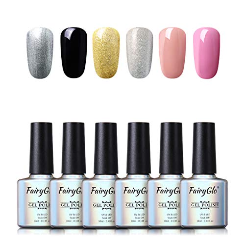 Fairyglo 3en 1 Esmaltes Semipermanentes en Gel UV LED, 6pcs Kit de Un paso Esmaltes de Uñas 10ml 001