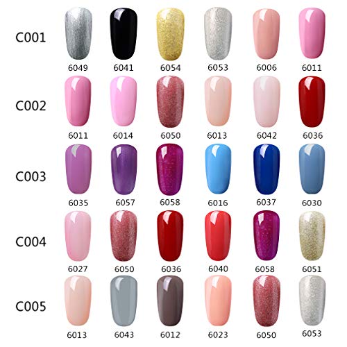 Fairyglo 3en 1 Esmaltes Semipermanentes en Gel UV LED, 6pcs Kit de Un paso Esmaltes de Uñas 10ml 001