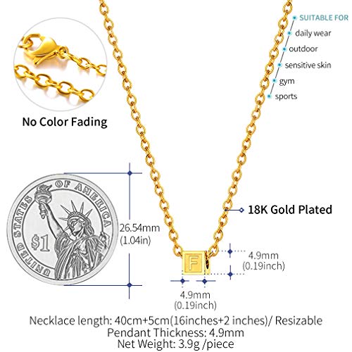 FaithHeart F Abalorios Cuadrados para Chokers Cadena Ajustable Gargantilla Dorado Collar Simple Minimalista de Mujeres Muchachas Niñas