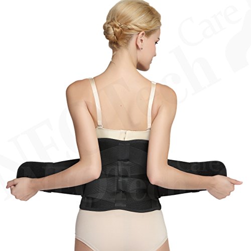 Faja de espalda ULTRA LIGERA - Apoyo lumbar/para la postura - Tejido transpirable para el ejercicio - Compresión adaptable - Marca Neotech Care (Talla XL)