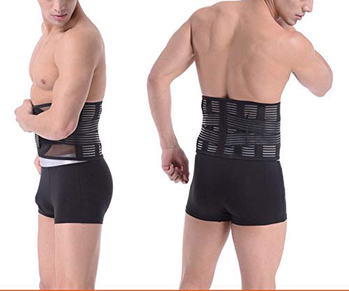 Faja Lumbar para Hombres Mujeres, Cinturón de Apoyo Lumbar con Correas de Compresión Ajustables para Alivio del Dolor en Parte Baja de Espalda, Dar Forma al Cuerpo de Posparto Noir L