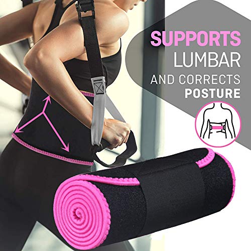 Faja Reductora Adelgazante de Neopreno Faja Lumbar Ajustable Cinturon Lumbar Elástica Faja Adelgazar Vientre Plano para Mujer y Hombre, Acelera la Perder Peso, Quema Grasa, Efecto Sauna(Negro, S)