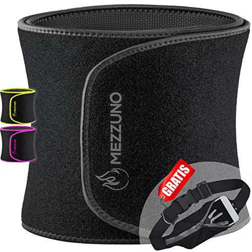 Faja Reductora Mujer y Hombre de Neopreno, Fajas Reductoras Adelgazantes Mujer para Gimnasio, Cinturón Lumbar Abdominal de Ayuda para Sudar y Hacer Deporte, Incluye Riñonera Deportiva,Negro L-XL