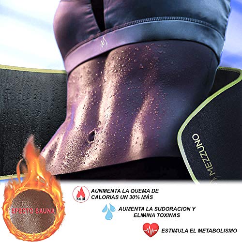 Faja Reductora Mujer y Hombre de Neopreno, Fajas Reductoras Adelgazantes Mujer para Gimnasio, Cinturón Lumbar Abdominal de Ayuda para Sudar y Hacer Deporte, Incluye Riñonera Deportiva, Verde S-M