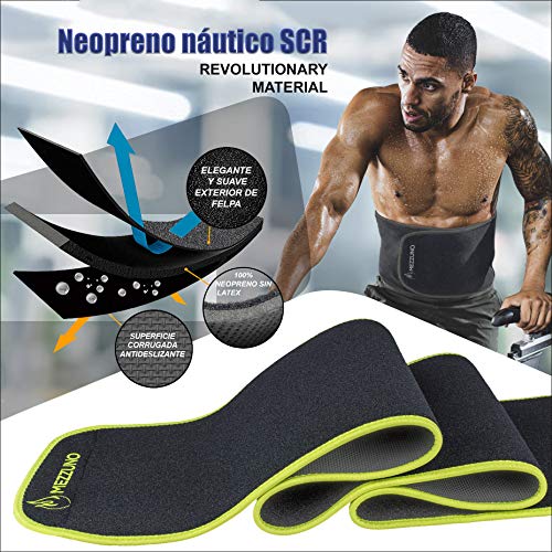 Faja Reductora Mujer y Hombre de Neopreno, Fajas Reductoras Adelgazantes Mujer para Gimnasio, Cinturón Lumbar Abdominal para Sudar y Hacer Deporte, Incluye Riñonera Deportiva Running, Verde L-XL