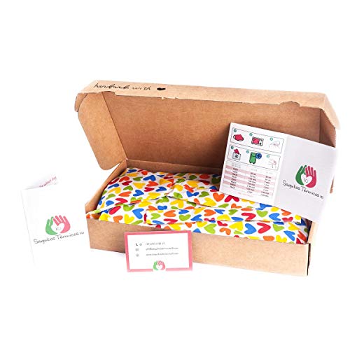 Faja Térmica Lumbar de Semillas - Almohada de Calor para Espalda Calentar en Microondas (60x20 cm) - Saco Térmico con Funda lavable, Tela de Algodón 100% y Olor a Lavanda (Corazones)