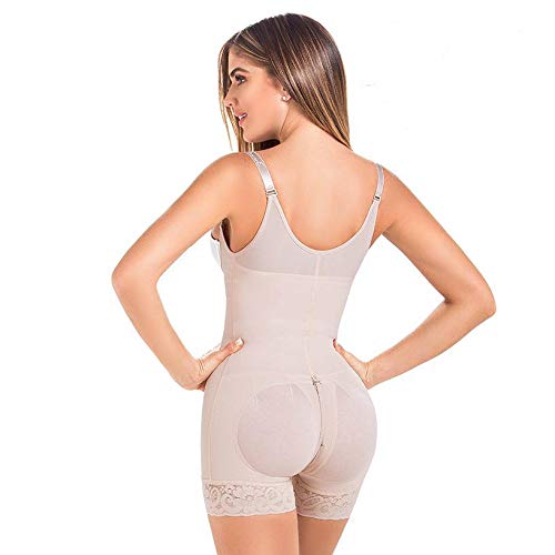 Fajas MariaE 9334 Moldeadora 4 Tallas Ajustables Postquirúrgica Postparto Compresión Alta Faja Colombiana Levanta Cola (M, Beige)