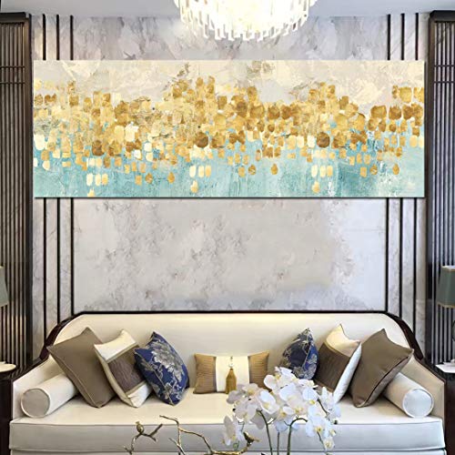 Fajerminart Cuadro En Lienzo - Impresiones De La Lona Arte De La Pared - Oro Arte Cuadro En Lienzo, Cuadros Dormitorios Modernos Sobre Lienzo Pintura De La Lona Grande Arte De La(Sin Marco)(50x150cm)