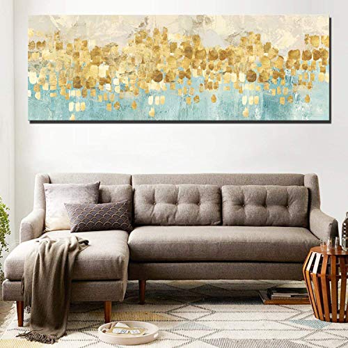 Fajerminart Cuadro En Lienzo - Impresiones De La Lona Arte De La Pared - Oro Arte Cuadro En Lienzo, Cuadros Dormitorios Modernos Sobre Lienzo Pintura De La Lona Grande Arte De La(Sin Marco)(50x150cm)