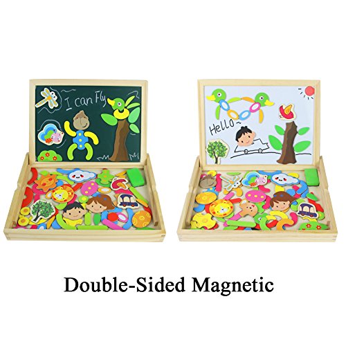 Fajiabao Rompecabezas Caja de Madera Magnética de Tablero Educativo Pizarra Juguete Puzzles para Niños de 3 Años + (Tipo 1)