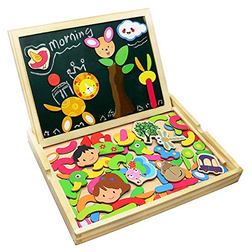 Fajiabao Rompecabezas Caja de Madera Magnética de Tablero Educativo Pizarra Juguete Puzzles para Niños de 3 Años + (Tipo 1)